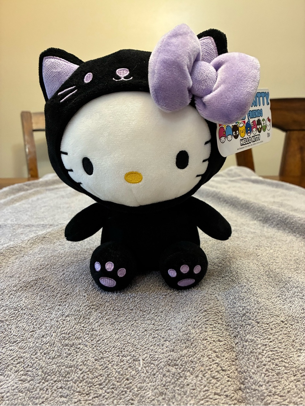 Sanrio Hello Kitty Black Cat Plush with Lavender Bow